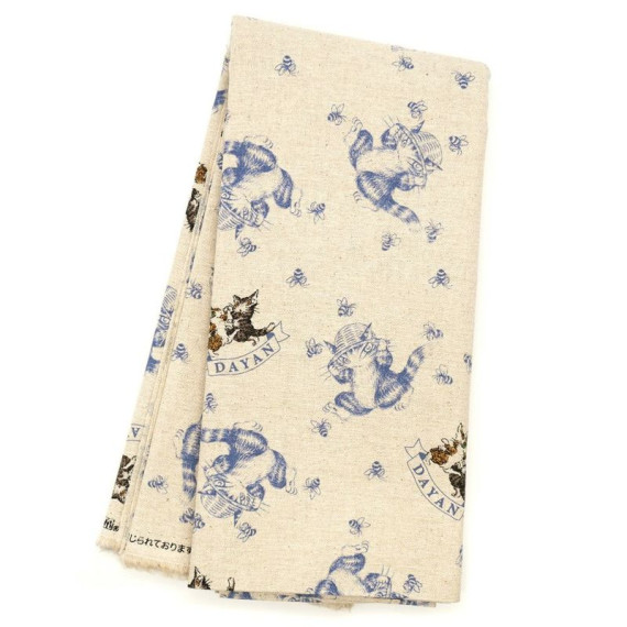亞麻混紡手工材料布 [達洋貓]・藍色