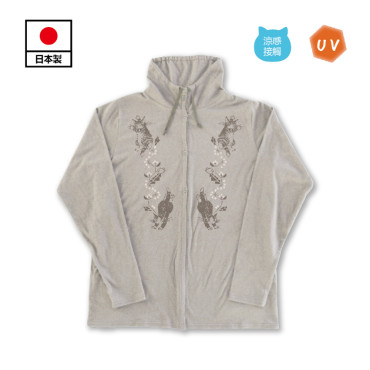 UV清涼感12分袖開襟衫 [貓和] L・烟灰色 (預計5月底-6月到貨)